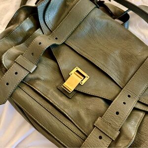 Proenza Schouler PS1 Medium Satchel – Olive Green Genuine Leather